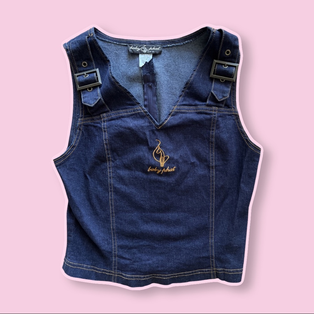 WMNS BABYPHAT DENIM ZIP-UP VEST